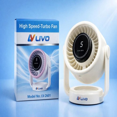 Dp-7637 Rechargeable Automatic Rotating Mini Table Desk Fan - Image 2